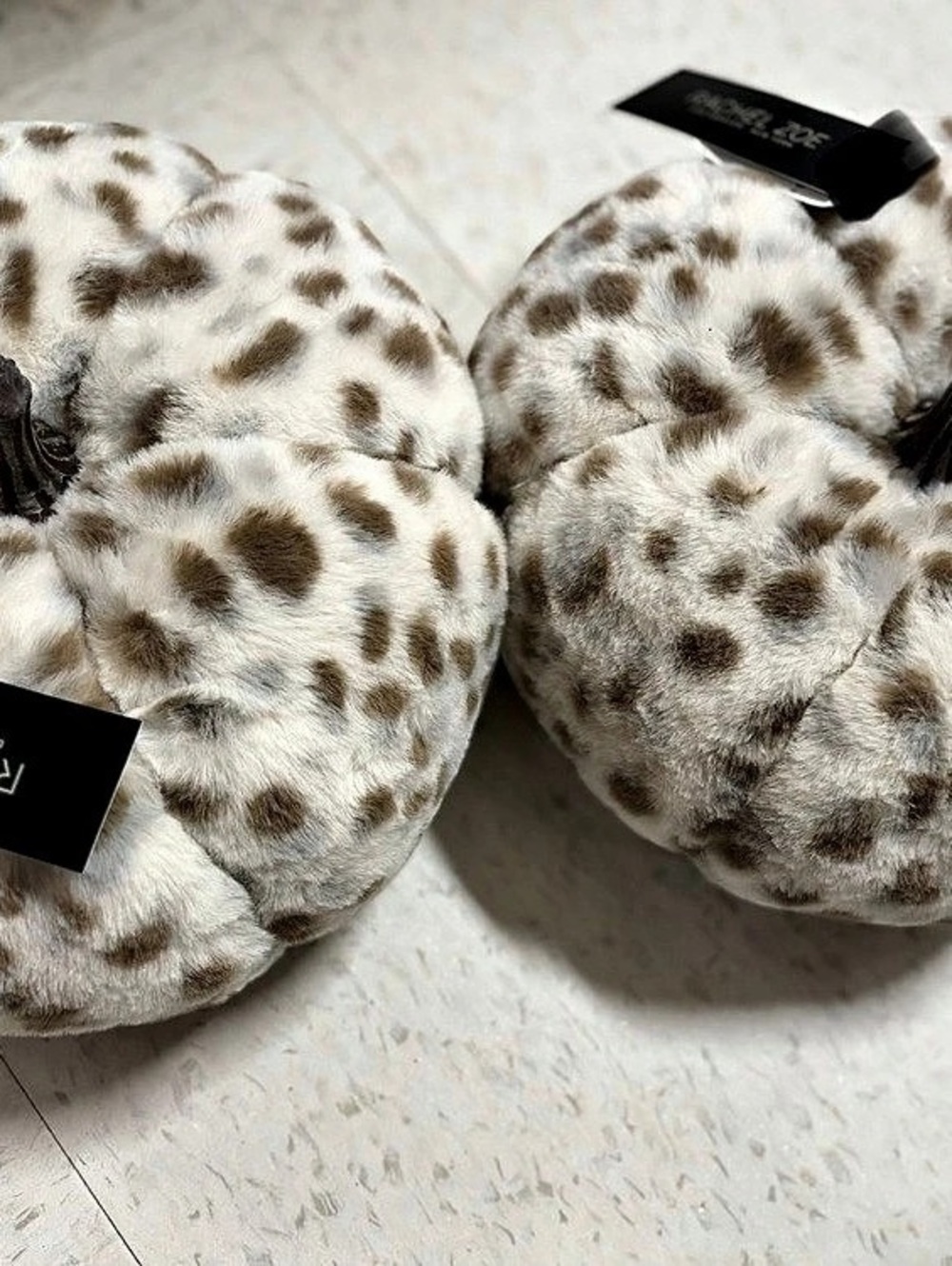 RACHEL ZOE Faux Fur Leopard Print Pumpkin Decor Set